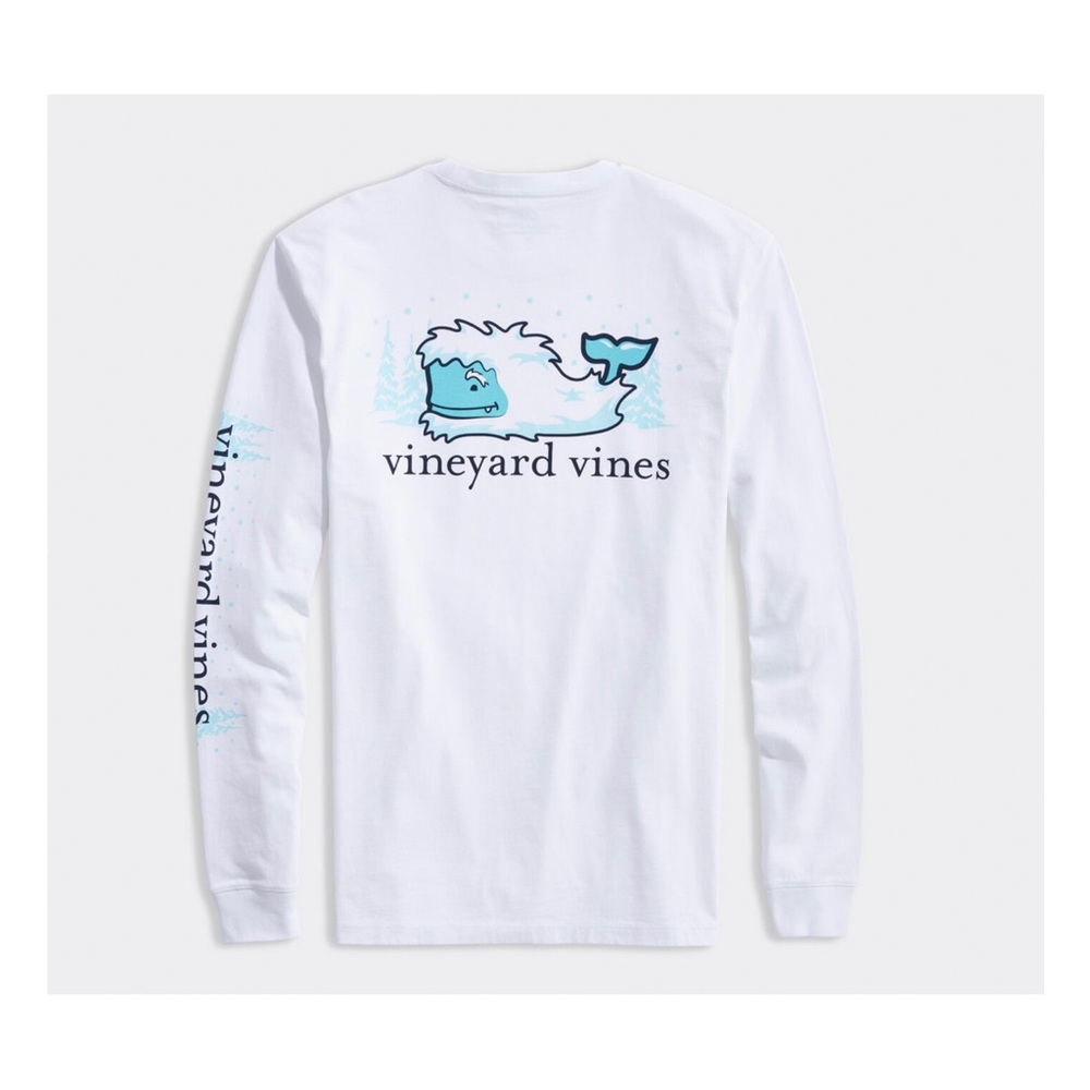 Boys vineyard vines Yeti Whale Spotting Long-Sleeve Pocket Tee, small, GUC